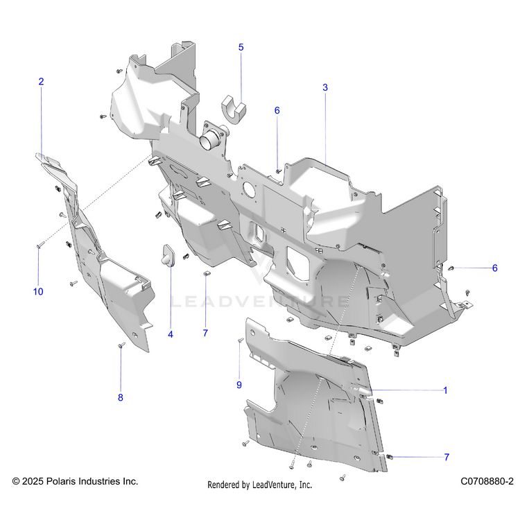 An Image of a Genuine Polaris Parts Schematic Diagram showing the schematic - BODY: FRONT CLOSEOFF - 2026 POLARIS XPEDITION ADV NORTHSTAR