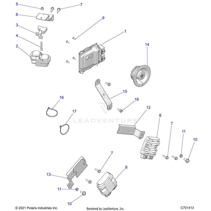 An Image of a Genuine Polaris Parts Schematic Diagram showing the schematic - ELECTRICAL: WIRE HARNESS COMPONENTS - 2022 POLARIS RANGER CREW 1000 PREMIUM WINTER