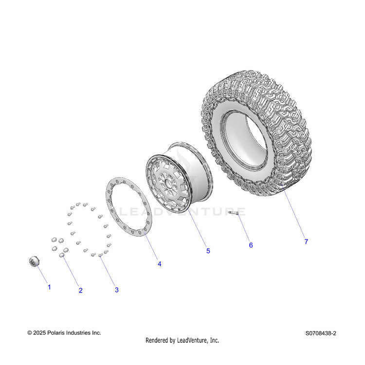 An Image of a Genuine Polaris Parts Schematic Diagram showing the schematic - WHEELS: REAR - 2026 POLARIS RANGER XD 1500 NORTHSTAR ULTIMATE CREW TEXAS EDITION