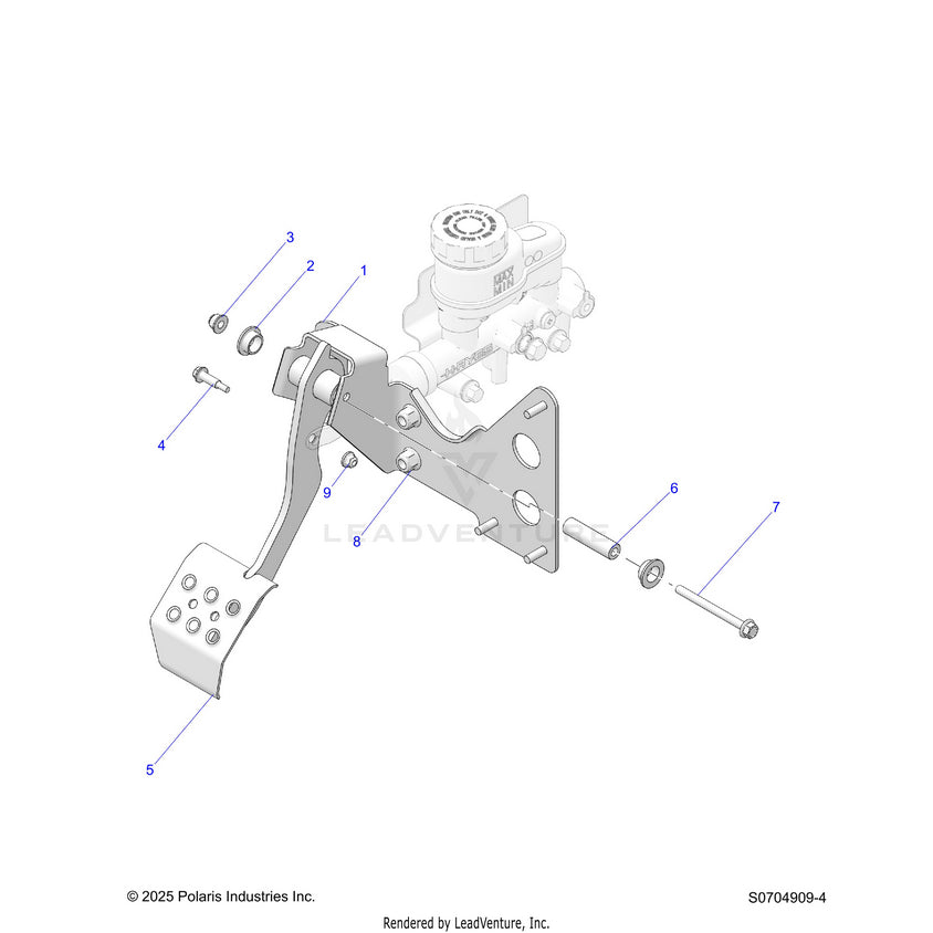 An Image of a Genuine Polaris Parts Schematic Diagram showing the schematic - BRAKES: PEDAL - 2026 POLARIS RANGER 570 CREW NORTHSTAR
