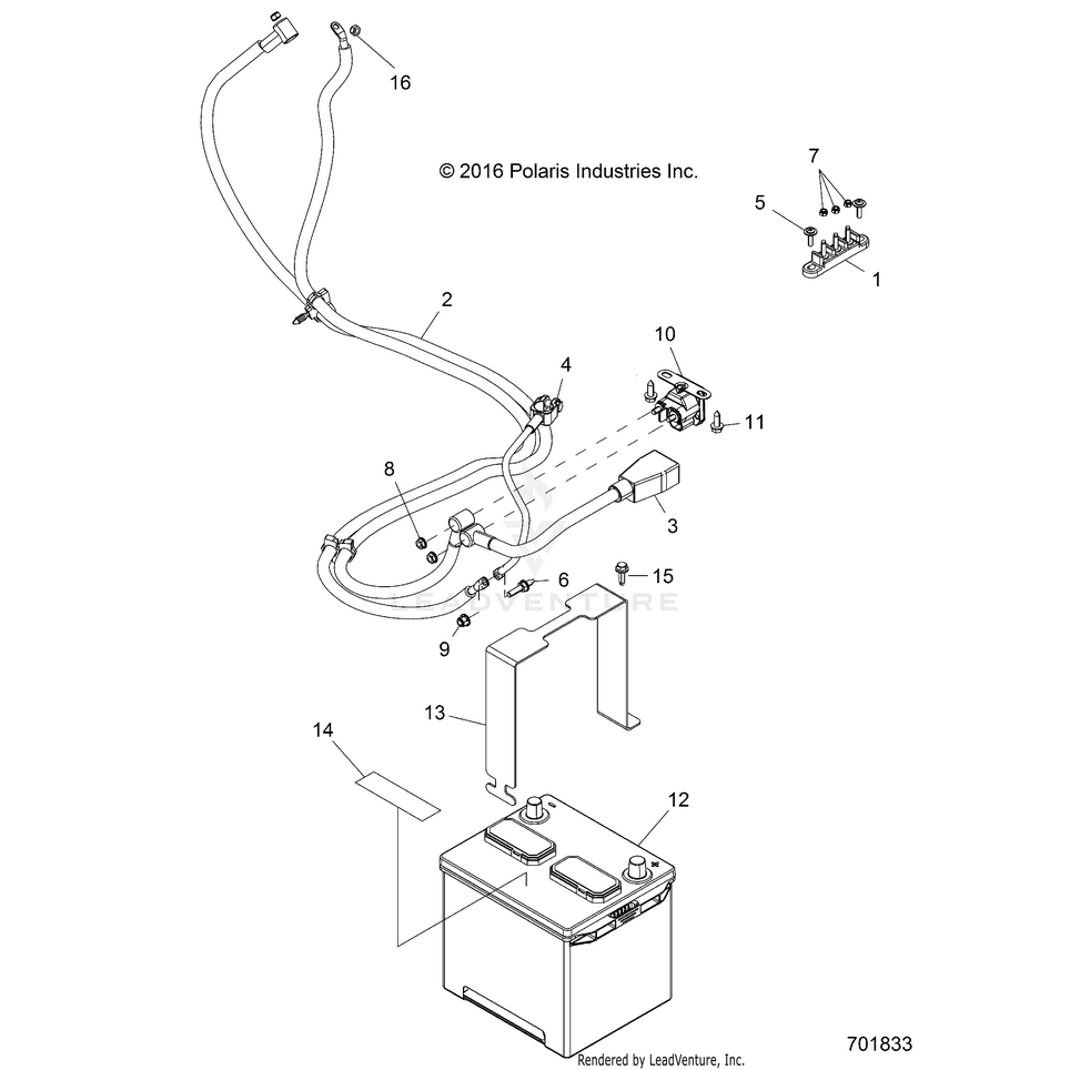 An Image of a Genuine Polaris Parts Schematic Diagram showing the schematic - ELECTRICAL: BATTERY - 2019 POLARIS RANGER CREW 900 EPS