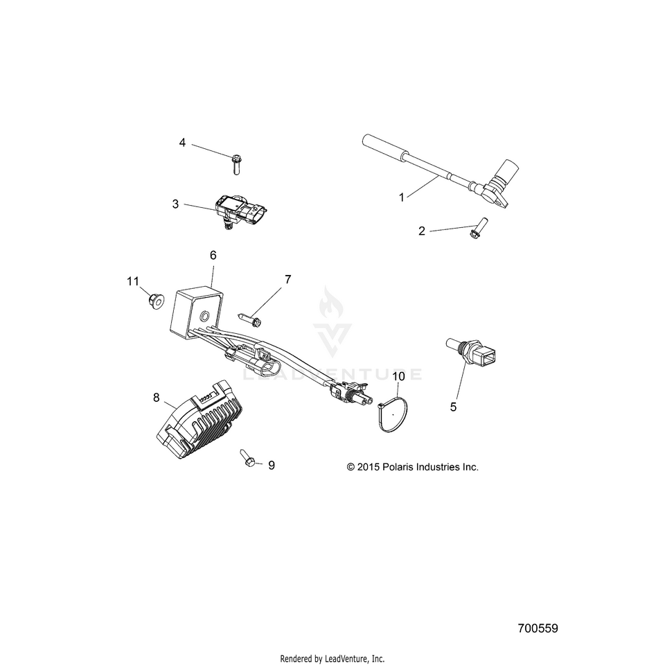 An Image of a Genuine Polaris Parts Schematic Diagram showing the schematic - ELECTRICAL: SENSORS & MODULES - 2017 POLARIS RANGER CREW XP 1000 EPS