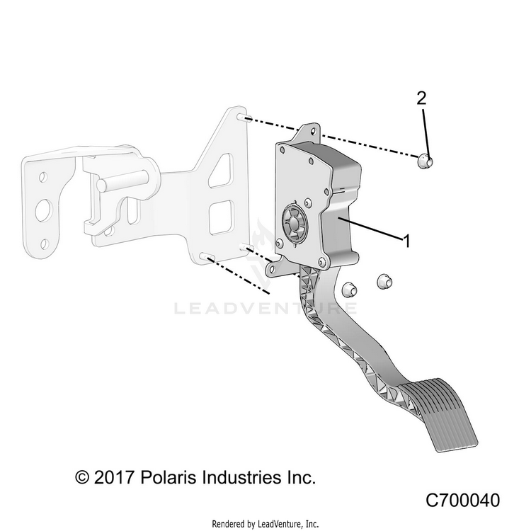 An Image of a Genuine Polaris Parts Schematic Diagram showing the schematic - ENGINE: THROTTLE PEDAL - 2022 POLARIS RANGER XP 1000 HIGH LIFTER