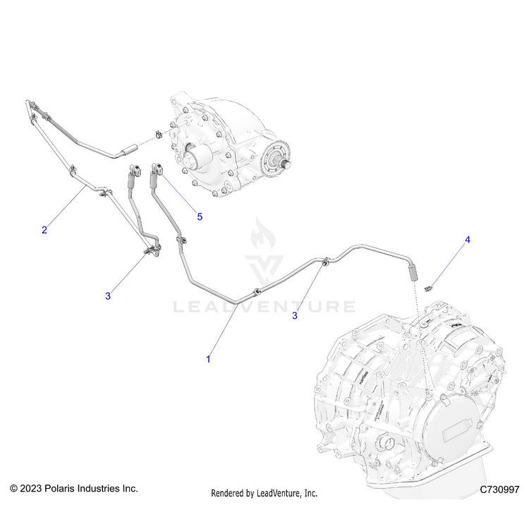 An Image of a Genuine Polaris Parts Schematic Diagram showing the schematic - DRIVE TRAIN: TRANMISSION VENT LINES - 2024 POLARIS RANGER XD 1500 NORTHSTAR