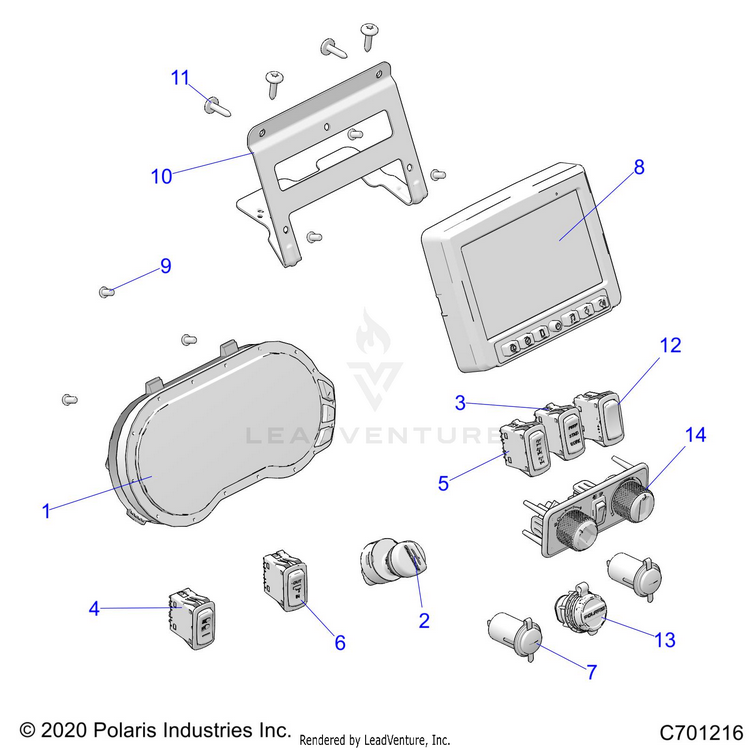 An Image of a Genuine Polaris Parts Schematic Diagram showing the schematic - ELECTRICAL: DASH INSTRUMENTS - 2021 POLARIS RANGER XP 1000 NORTHSTAR ULTIMATE