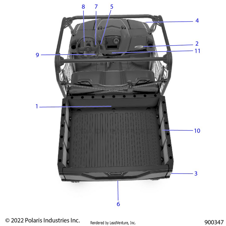 An Image of a Genuine Polaris Parts Schematic Diagram showing the schematic - BODY: DECALS GENERAL - 2023 POLARIS RANGER 570 FULL SIZE