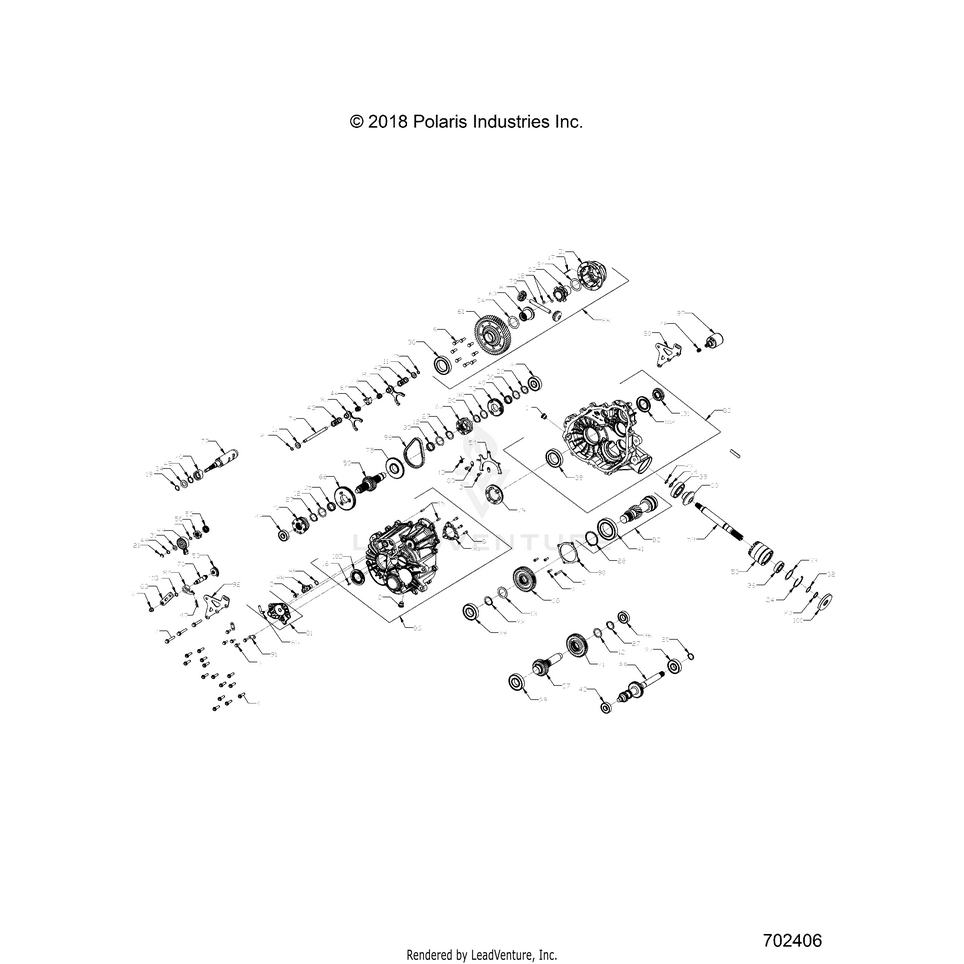 An Image of a Genuine Polaris Parts Schematic Diagram showing the schematic - DRIVE TRAIN: MAIN GEARCASE INTERNALS - 2019 POLARIS RANGER 900 XP
