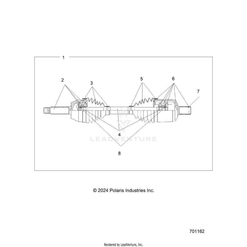 An Image of a Genuine Polaris Parts Schematic Diagram showing the schematic - DRIVE TRAIN: FRONT DRIVE SHAFT - 2025 POLARIS RANGER 570 FULL SIZE