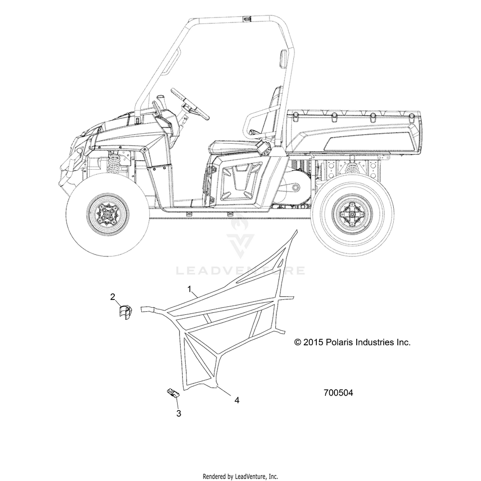An Image of a Genuine Polaris Parts Schematic Diagram showing the schematic - BODY: SIDE NETS - 2017 POLARIS RANGER 570 FULL SIZE
