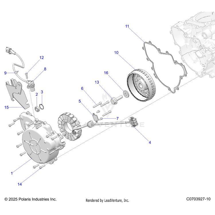 An Image of a Genuine Polaris Parts Schematic Diagram showing the schematic - ENGINE: STATOR AND FLYWHEEL - 2021 POLARIS GENERAL XP 1000 HUNTER