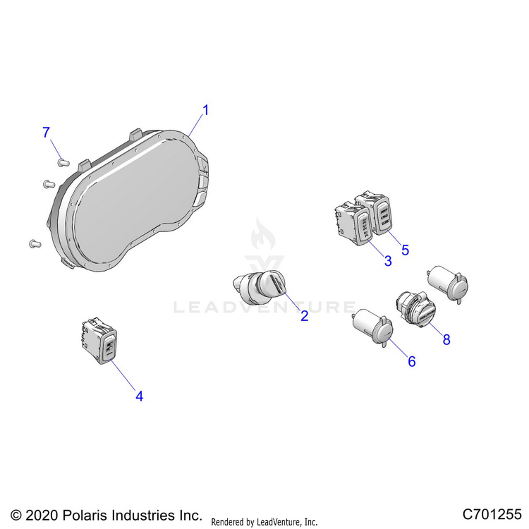An Image of a Genuine Polaris Parts Schematic Diagram showing the schematic - ELECTRICAL: DASH INSTRUMENTS - 2021 POLARIS RANGER XP 1000 TEXAS EDITION