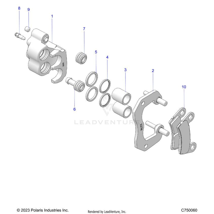 An Image of a Genuine Polaris Parts Schematic Diagram showing the schematic - BRAKES: REAR CALIPER - 2025 POLARIS GENERAL 1000 SPORT