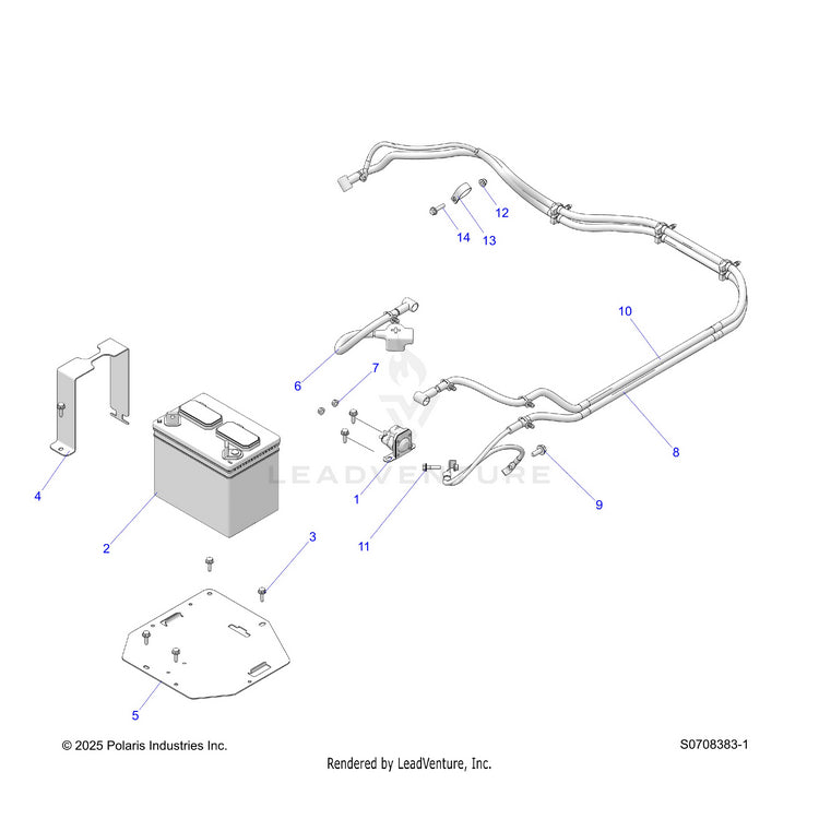 An Image of a Genuine Polaris Parts Schematic Diagram showing the schematic - ELECTRICAL: BATTERY - 2025 POLARIS RANGER 570