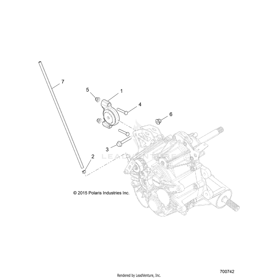 An Image of a Genuine Polaris Parts Schematic Diagram showing the schematic - DRIVE TRAIN: MAIN GEARCASE MOUNTING - 2016 POLARIS RANGER CREW 570-6 FULL SIZE
