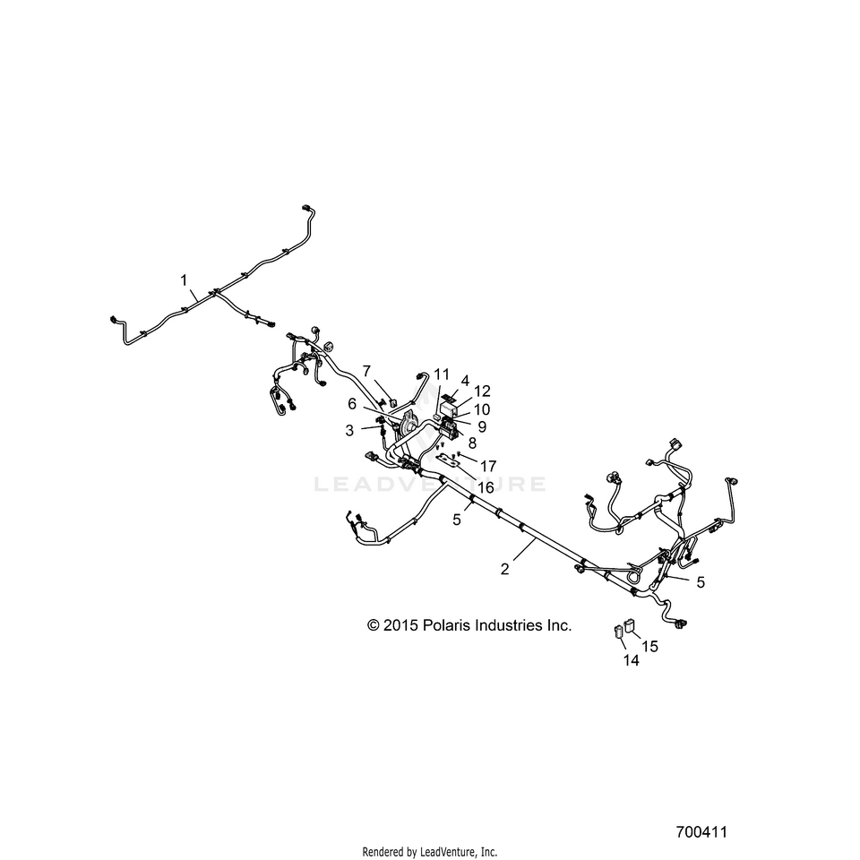 An Image of a Genuine Polaris Parts Schematic Diagram showing the schematic - ELECTRICAL: HARNESS - 2016 POLARIS RANGER CREW 900