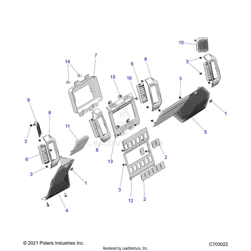 An Image of a Genuine Polaris Parts Schematic Diagram showing the schematic - BODY: DASH - 2025 POLARIS XPEDITION ADV NORTHSTAR