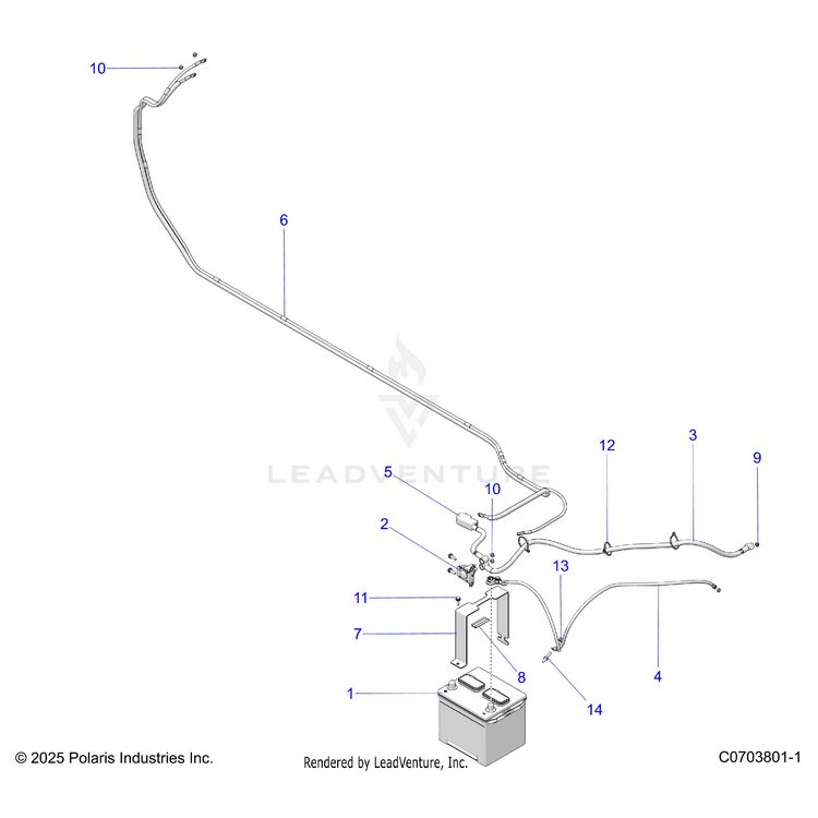 An Image of a Genuine Polaris Parts Schematic Diagram showing the schematic - ELECTRICAL: BATTERY - 2021 POLARIS GENERAL XP 4 1000 DELUXE