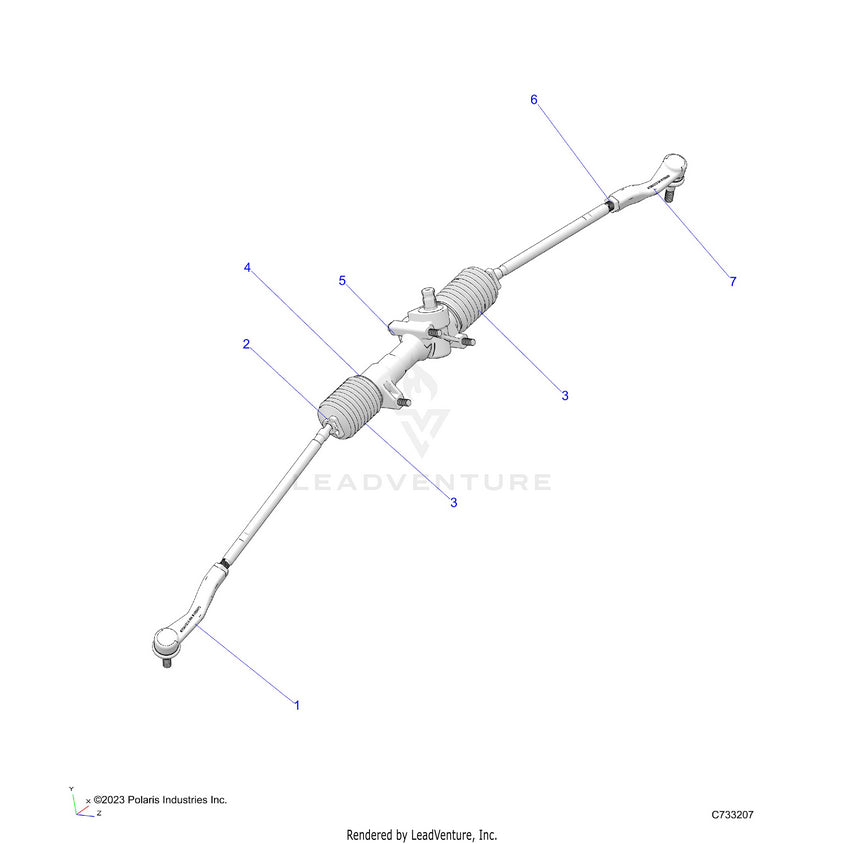 An Image of a Genuine Polaris Parts Schematic Diagram showing the schematic - STEERING: STEERING GEARBOX - 2022 POLARIS RANGER CREW XP 1000 TRAIL BOSS EVAP