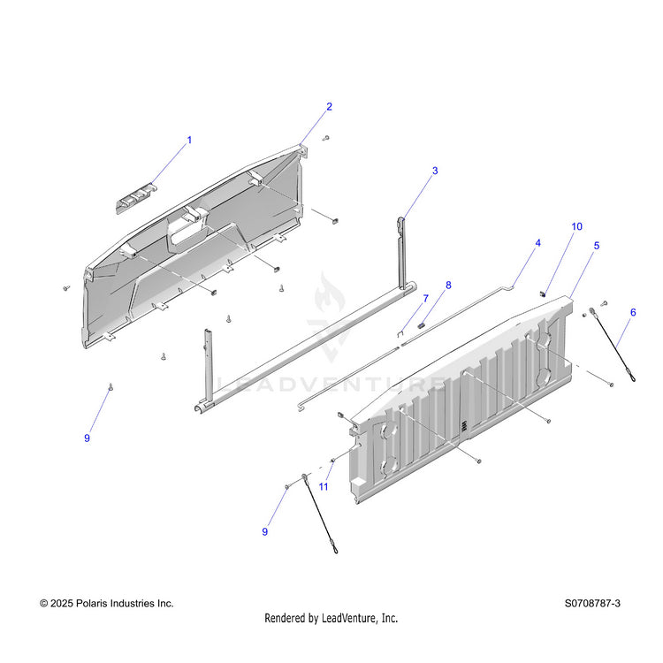 An Image of a Genuine Polaris Parts Schematic Diagram showing the schematic - BODY: BOX TAILGATE ASSEMBLY - 2026 POLARIS RANGER 570 NORTHSTAR