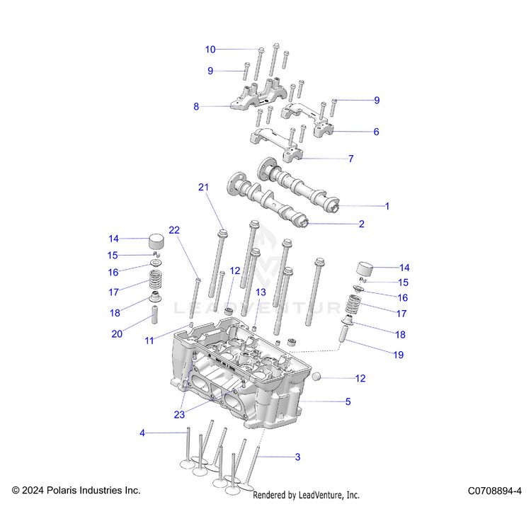 An Image of a Genuine Polaris Parts Schematic Diagram showing the schematic - ENGINE: CYLINDER HEAD AND VALVES - 2026 POLARIS XPEDITION XP5 NORTHSTAR