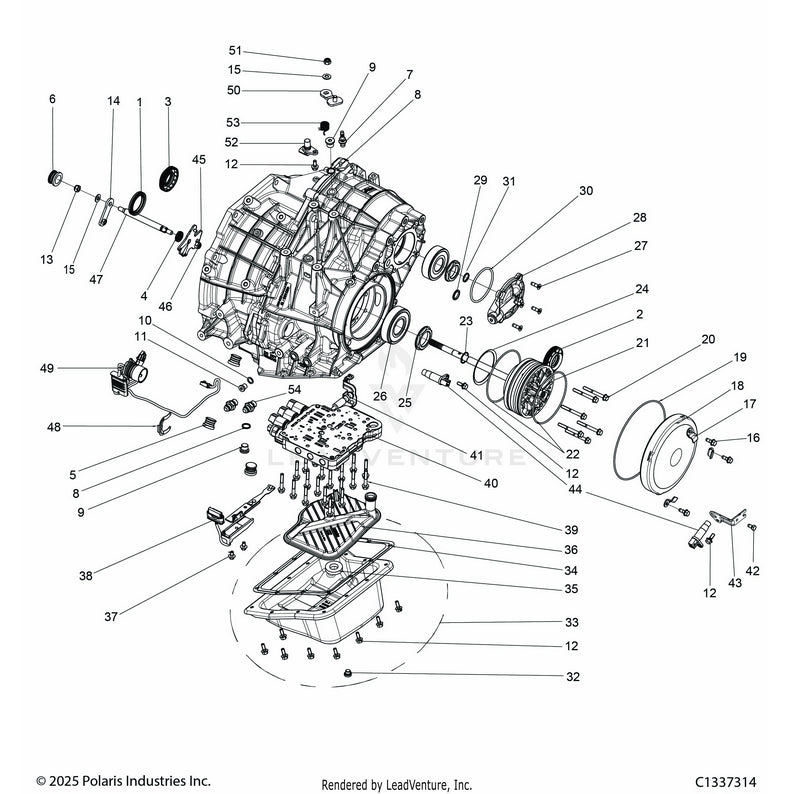 An Image of a Genuine Polaris Parts Schematic Diagram showing the schematic - DRIVE TRAIN: TRANSMISSION INTERNALS - 2024 POLARIS RANGER XD 1500 NORTHSTAR ULTIMATE CREW
