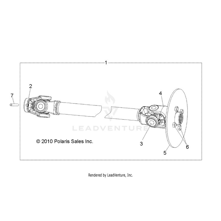 An Image of a Genuine Polaris Parts Schematic Diagram showing the schematic - DRIVE TRAIN: FRONT PROP SHAFT - 2016 POLARIS RANGER EV LIION