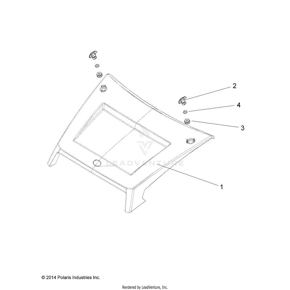 An Image of a Genuine Polaris Parts Schematic Diagram showing the schematic - BODY: HOOD LATCH - 2015 POLARIS RANGER 1000 DIESEL