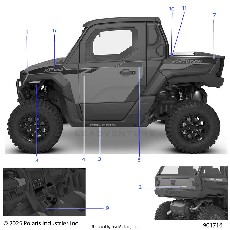 An Image of a Genuine Polaris Parts Schematic Diagram showing the schematic - BODY: DECALS GRAPHICS - 2026 POLARIS XPEDITION XP NORTHSTAR
