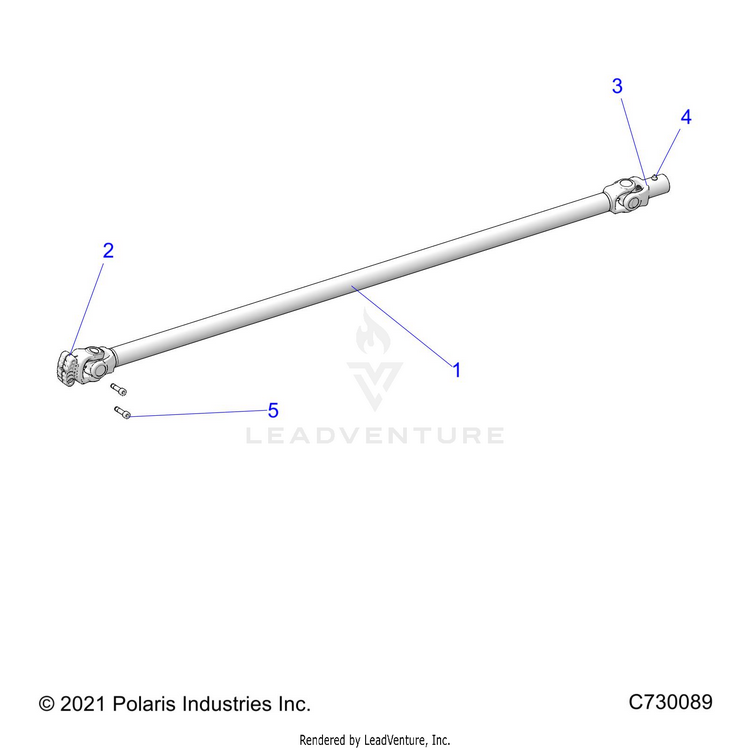 An Image of a Genuine Polaris Parts Schematic Diagram showing the schematic - DRIVE TRAIN: FRONT PROP SHAFT - 2022 POLARIS RANGER 570
