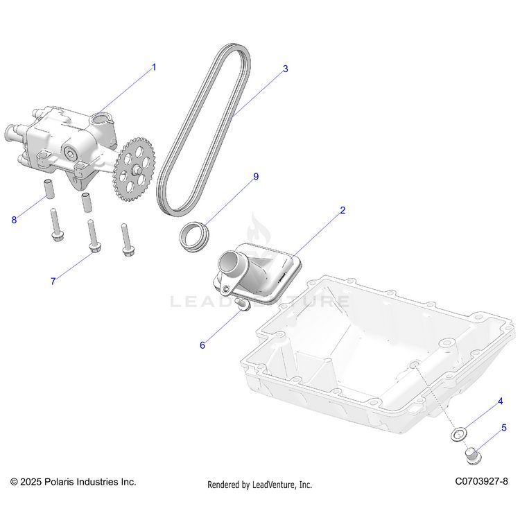 An Image of a Genuine Polaris Parts Schematic Diagram showing the schematic - ENGINE: OIL PUMP - 2021 POLARIS GENERAL 4 1000 RIDE COMMAND