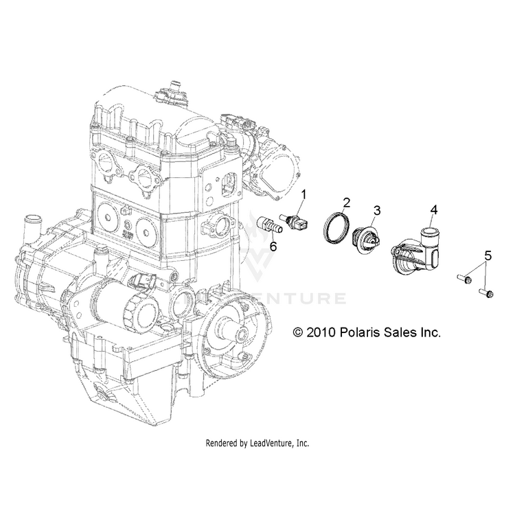 An Image of a Genuine Polaris Parts Schematic Diagram showing the schematic - ENGINE: THERMOSTAT - 2015 POLARIS RANGER 800 6X6