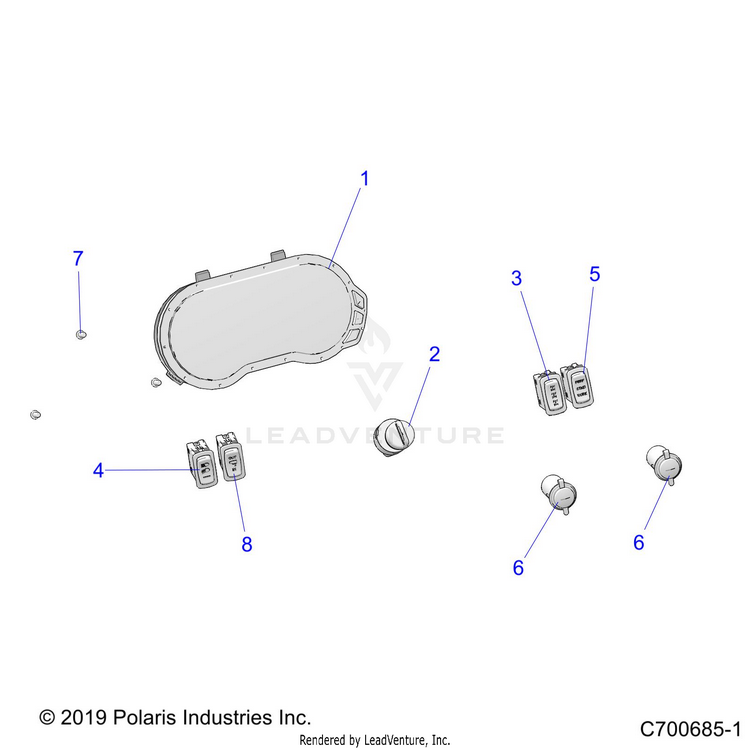 An Image of a Genuine Polaris Parts Schematic Diagram showing the schematic - ELECTRICAL: DASH INSTRUMENTS - 2020 POLARIS RANGER XP 1000 TEXAS EDITION