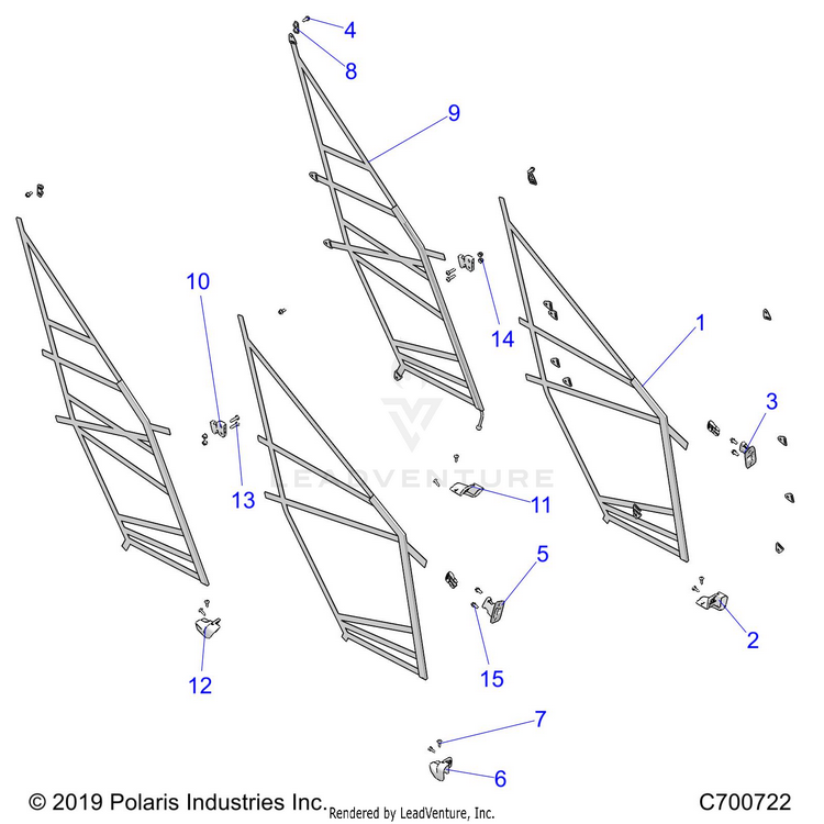 An Image of a Genuine Polaris Parts Schematic Diagram showing the schematic - BODY: DOOR NETS - 2020 POLARIS RANGER CREW XP 1000 FACTORY CHOICE