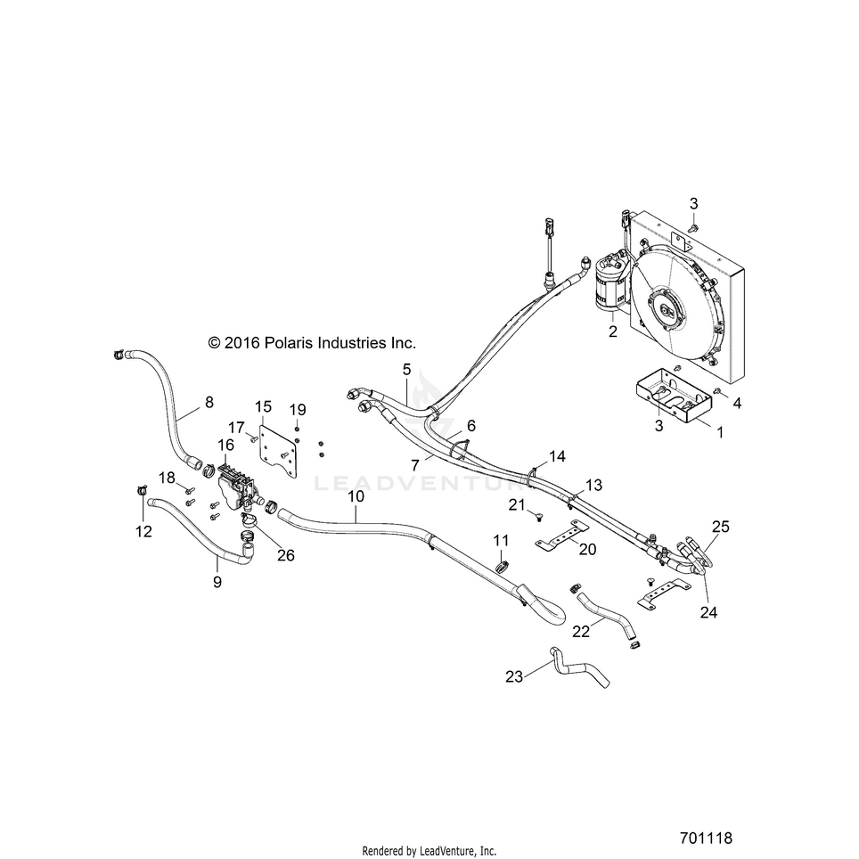 An Image of a Genuine Polaris Parts Schematic Diagram showing the schematic - BODY: HVAC ROUTINGS - 2017 POLARIS RANGER CREW XP 1000 EPS