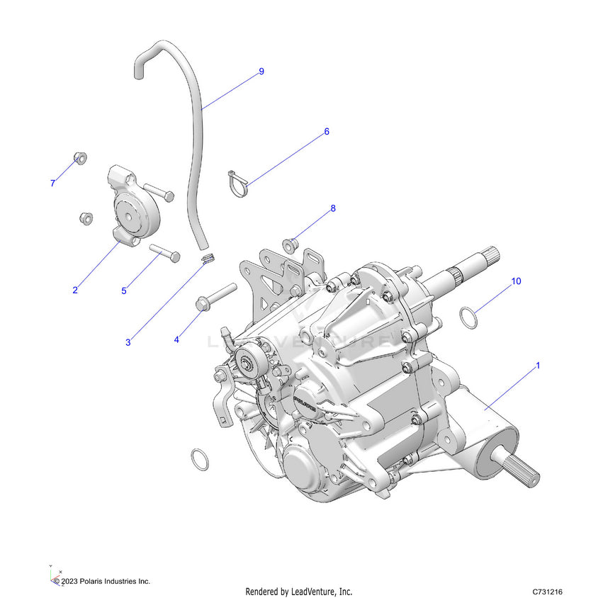 An Image of a Genuine Polaris Parts Schematic Diagram showing the schematic - DRIVE TRAIN: MAIN GEARCASE MOUNTING - 2025 POLARIS RANGER 570 FULL SIZE