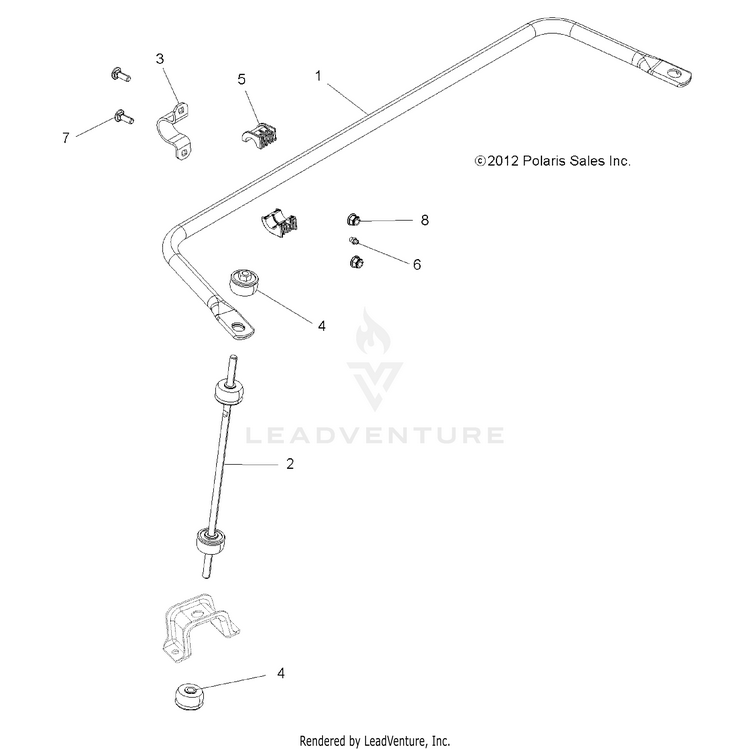An Image of a Genuine Polaris Parts Schematic Diagram showing the schematic - SUSPENSION: TORSION BAR REAR - 2015 POLARIS RANGER 570 FULL SIZE