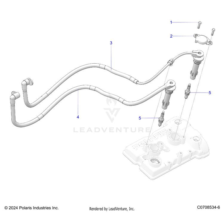 An Image of a Genuine Polaris Parts Schematic Diagram showing the schematic - ENGINE: IGNITION COILS AND SPARK PLUGS - 2025 POLARIS XPEDITION XP NORTHSTAR