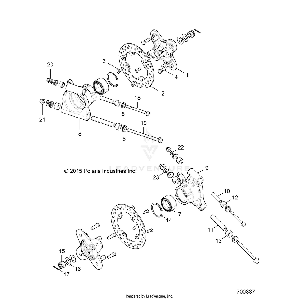 An Image of a Genuine Polaris Parts Schematic Diagram showing the schematic - SUSPENSION: REAR CARRIER - 2017 POLARIS GENERAL 1000 4 EPS