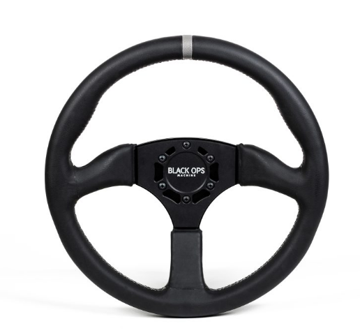 Leather Deep Steering Wheel by Black Ops Machine - 01-00-02 - Front Close Up View