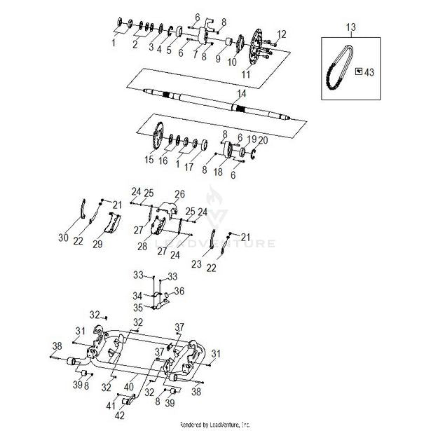 An Image of a Genuine Polaris Parts Schematic Diagram showing the schematic - CHASSIS: SWING ARM AND REAR AXLE - 2017 POLARIS RZR 170
