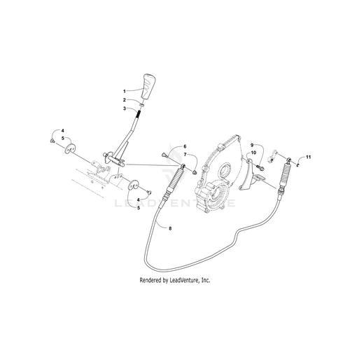 Diagram of a gear shift assembly with labeled parts, including the Shift Cable Bracket by Arctic Cat (part 4406-327), showing connections and arrangement of each component.
