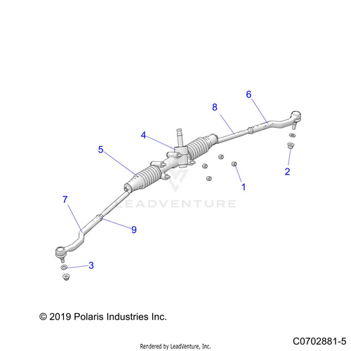 An Image of a Genuine Polaris Parts Schematic Diagram showing the schematic - STEERING: GEAR BOX - 2020 POLARIS RZR PRO XP 4