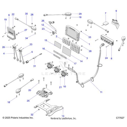 An Image of a Genuine Polaris Parts Schematic Diagram showing the schematic - ELECTRICAL: COMPONENTS - 2025 POLARIS RZR PRO R RACE