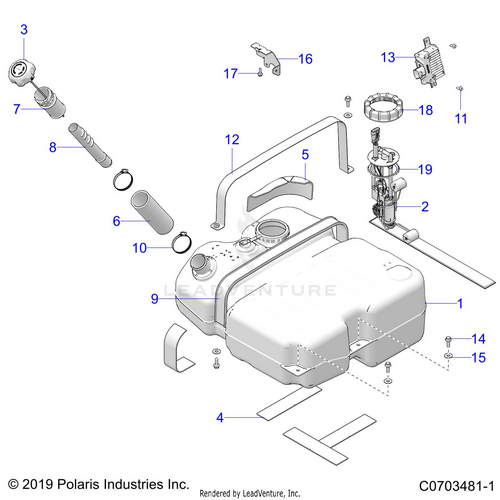 An Image of a Genuine Polaris Parts Schematic Diagram showing the schematic - FUEL: SYSTEMS & FUEL TANK - 2023 POLARIS RZR PRO XP 4 ULTIMATE