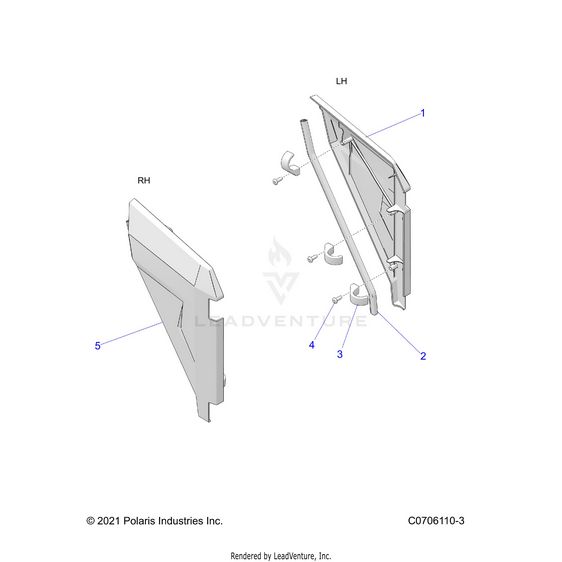 An Image of a Genuine Polaris Parts Schematic Diagram showing the schematic - BODY: DOORS BOLSTER - 2022 POLARIS RZR XP 1000 TRAILS & ROCKS