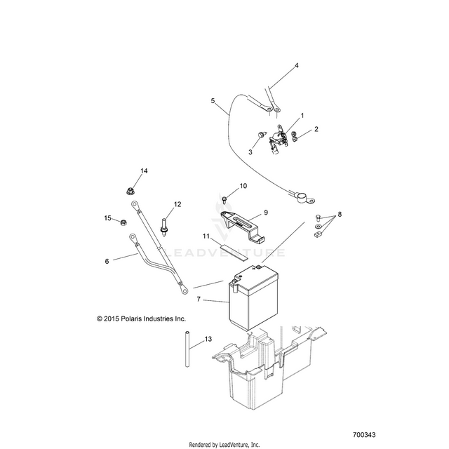 An Image of a Genuine Polaris Parts Schematic Diagram showing the schematic - ELECTRICAL: BATTERY - 2016 POLARIS RZR 570