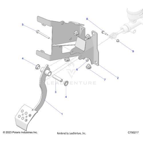An Image of a Genuine Polaris Parts Schematic Diagram showing the schematic - BRAKES: PEDAL - 2026 POLARIS RZR PRO S ULTIMATE