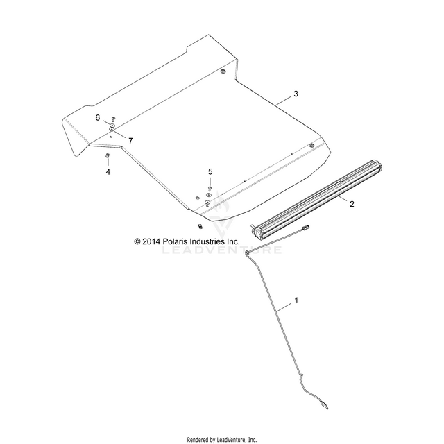 An Image of a Genuine Polaris Parts Schematic Diagram showing the schematic - ACCESSORY: ROOF AND LIGHT BAR - 2015 POLARIS RZR XP 1000