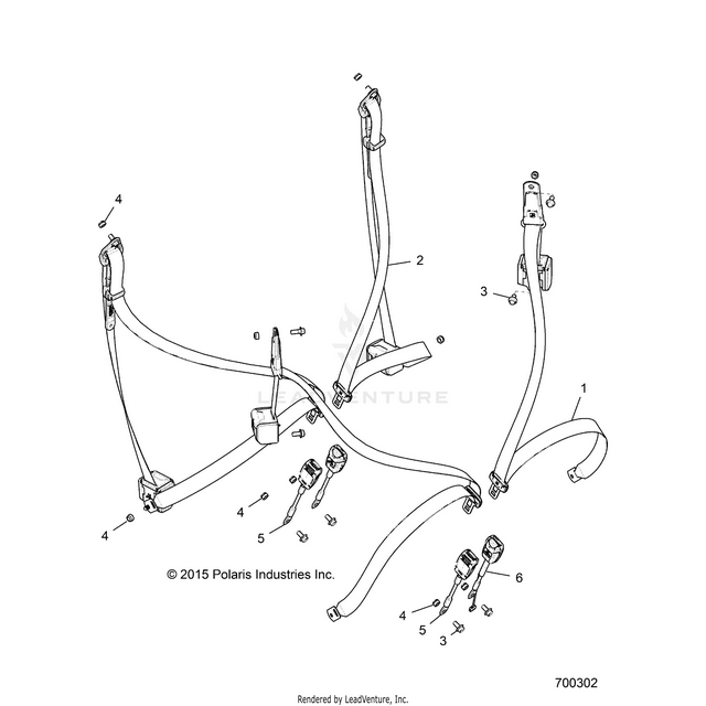 An Image of a Genuine Polaris Parts Schematic Diagram showing the schematic - BODY: SEAT BELT MOUNTING - 2020 POLARIS RZR XP 4 1000