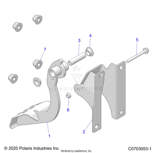 An Image of a Genuine Polaris Parts Schematic Diagram showing the schematic - BRAKES: PEDAL - 2024 POLARIS RZR TURBO R ULTIMATE